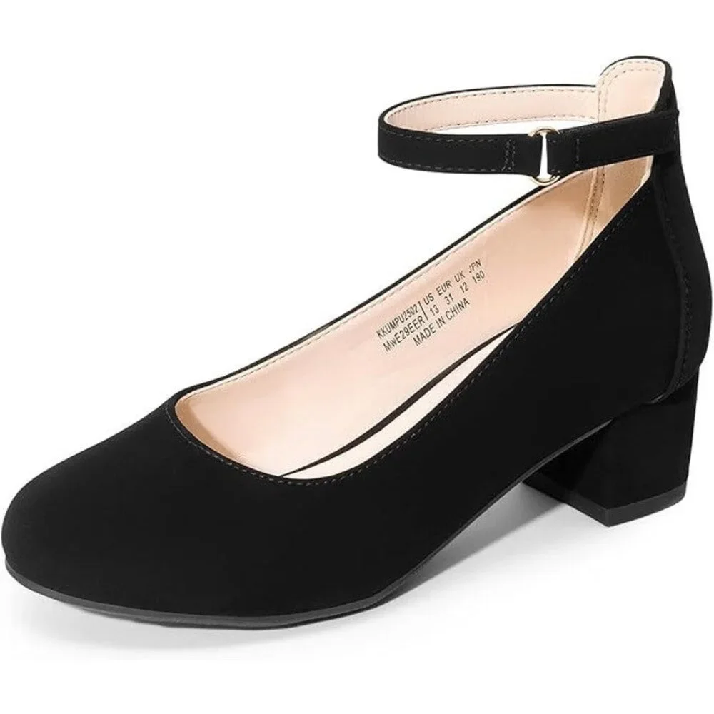 Dream Pairs Girls Size 2 Black Faux Suede Hook Loop Ankle 1.75